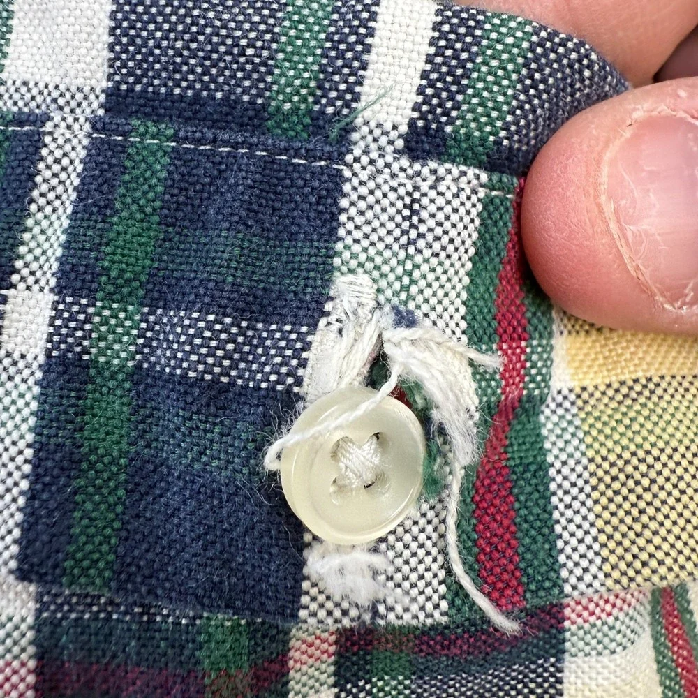 Polo Ralph‎ Lauren Shirt Mens Medium Plaid Custom Oxford Button Down Flesh Pony